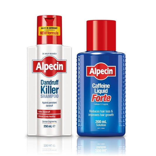 Hair Loss Set - Alpecin Dandruff Killer Shampoo and Alpecin Caffeine Liquid Forte - Kills dandruff and fights against hair loss