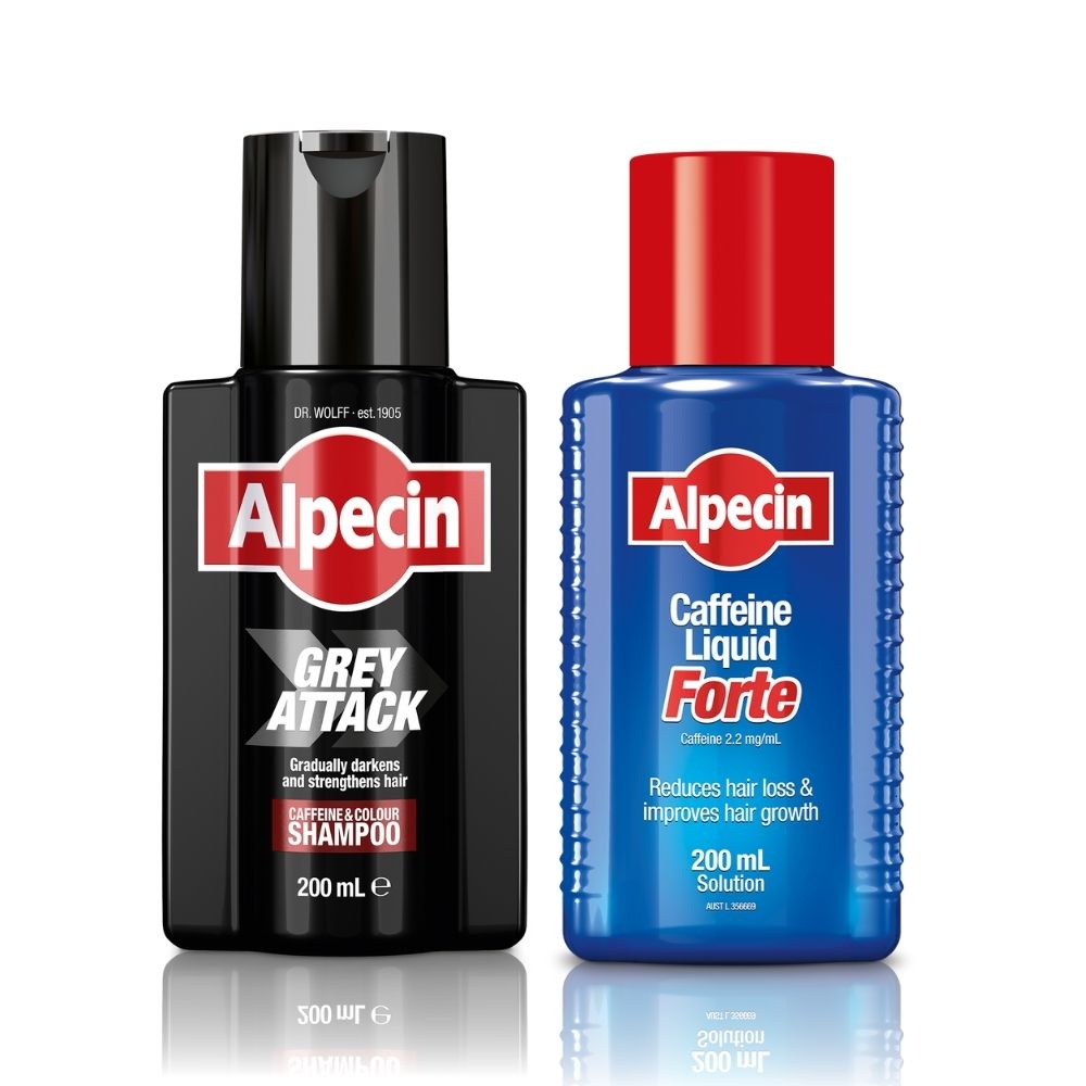 Alpecin Hair Loss Set - Grey Attack Caffeine & Colour Shampoo + Caffeine Liquid Forte 200ml