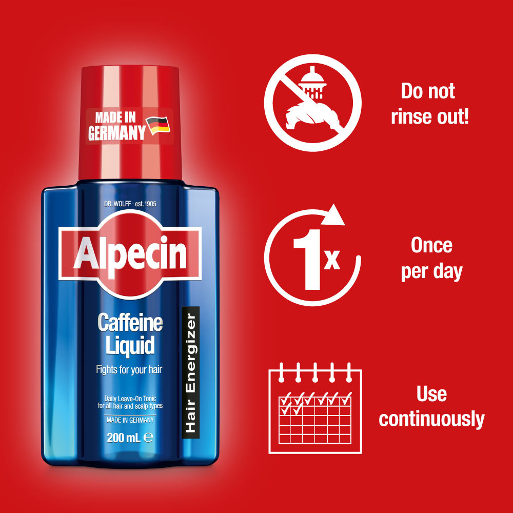 Alpecin Caffeine Liquid - Strengthens Hair with extra Boost, 200ml use once a day, do not rinse out