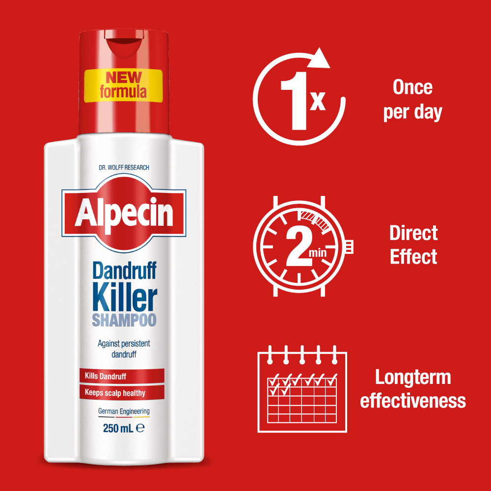 Use Alpecin Dandruff killer once per day for 2minutes. 