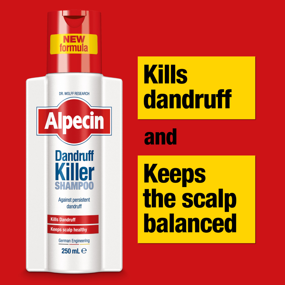 Alpecin Dandruff killer, keeps the scalp balanced and kills dandruff