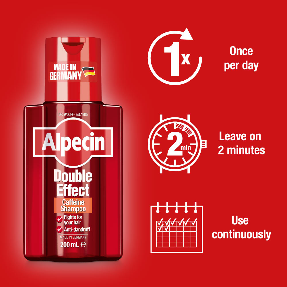 4x Alpecin Double Effect Caffeine Shampoo - Against Oily Dandruff, 200ml + FREE Shampoo Station worth 9.95